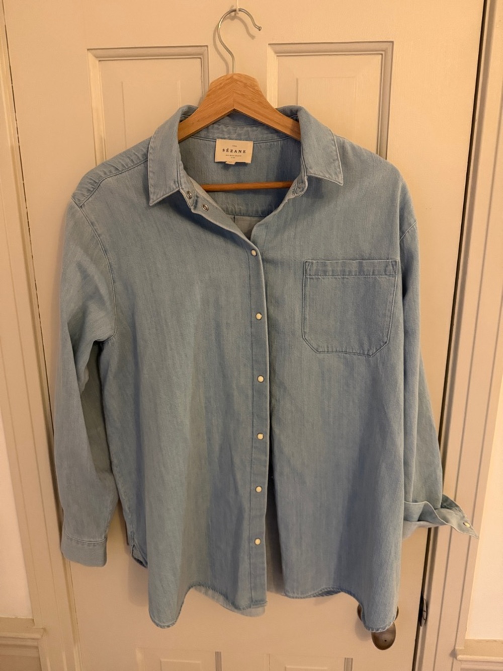 Sézane Max shirt in Very Light Blue Denim sz 38 NWOT
